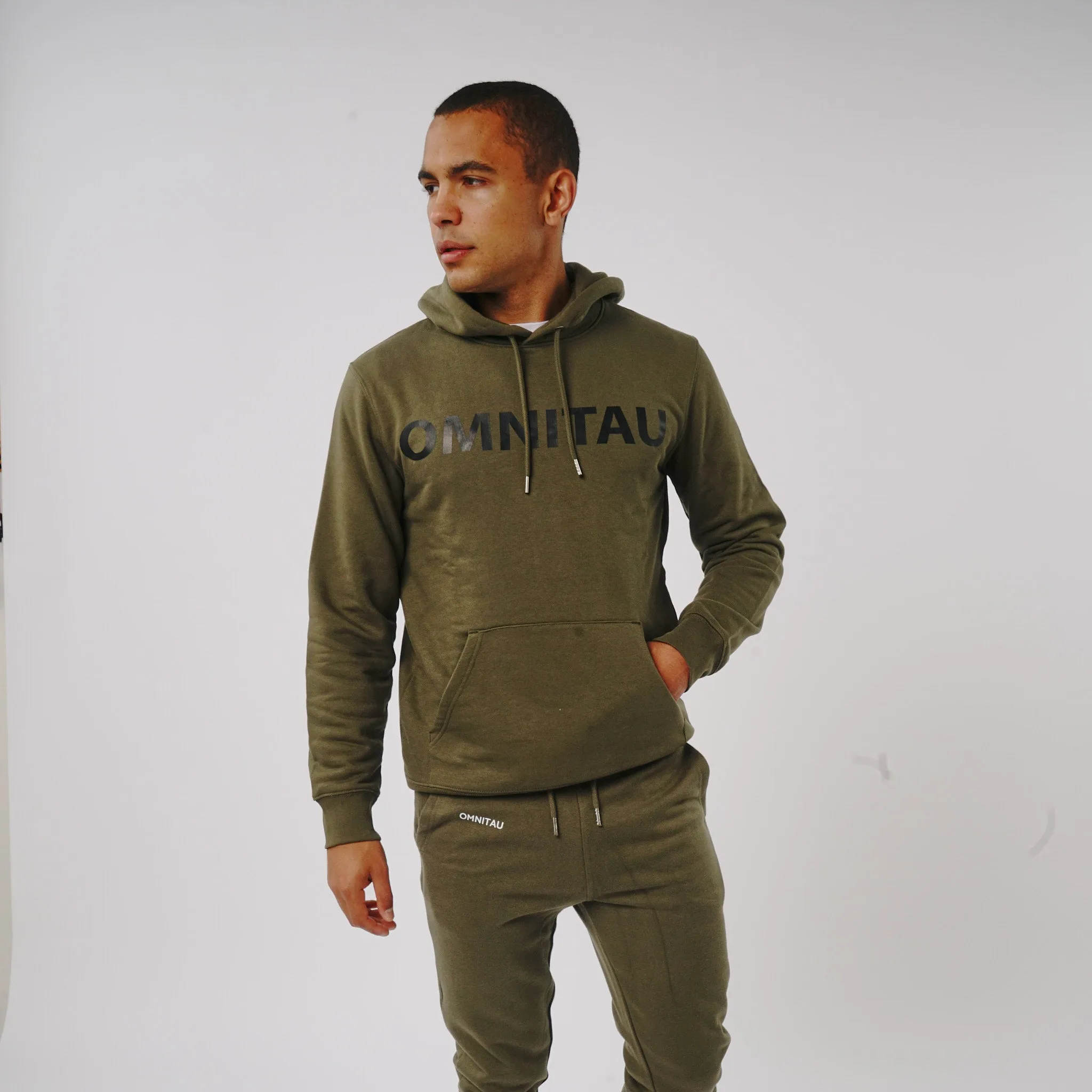 Omnitau Men's Esher Organic Cotton Overhead Hoodie - Khaki Green