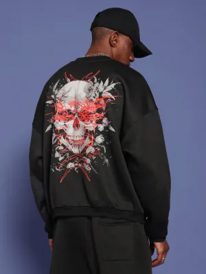 Oversized Fit Sweatshirt With Skull Graphic Print