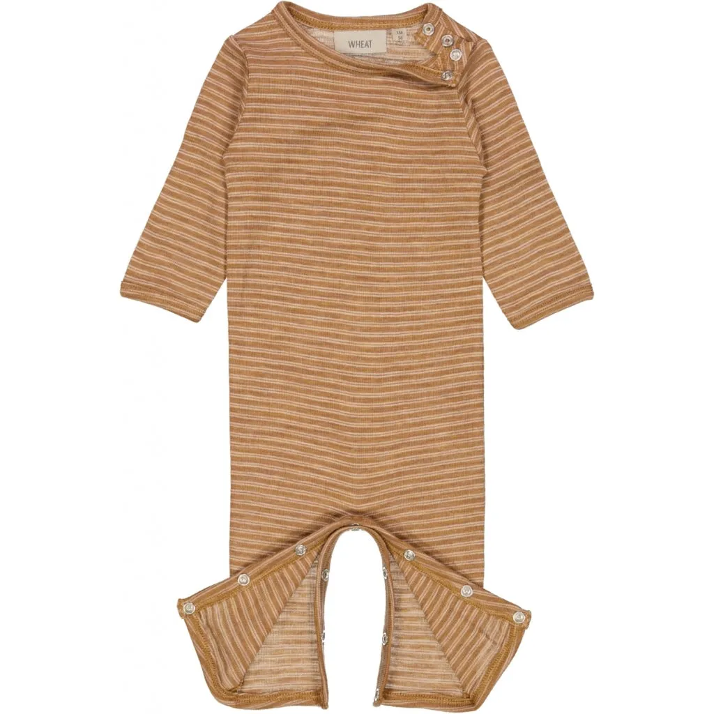 Plain Wool Jumpsuit - clay melange wool stripe