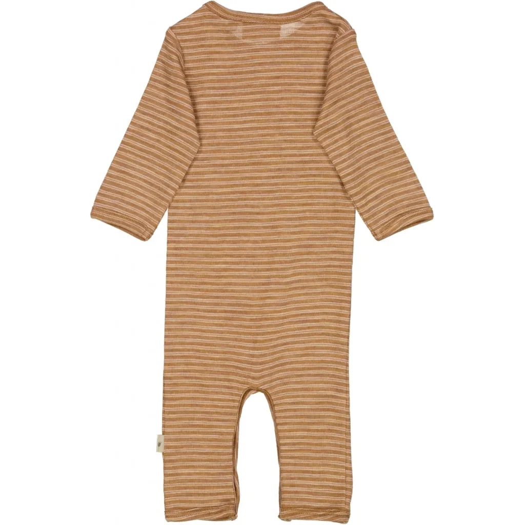 Plain Wool Jumpsuit - clay melange wool stripe