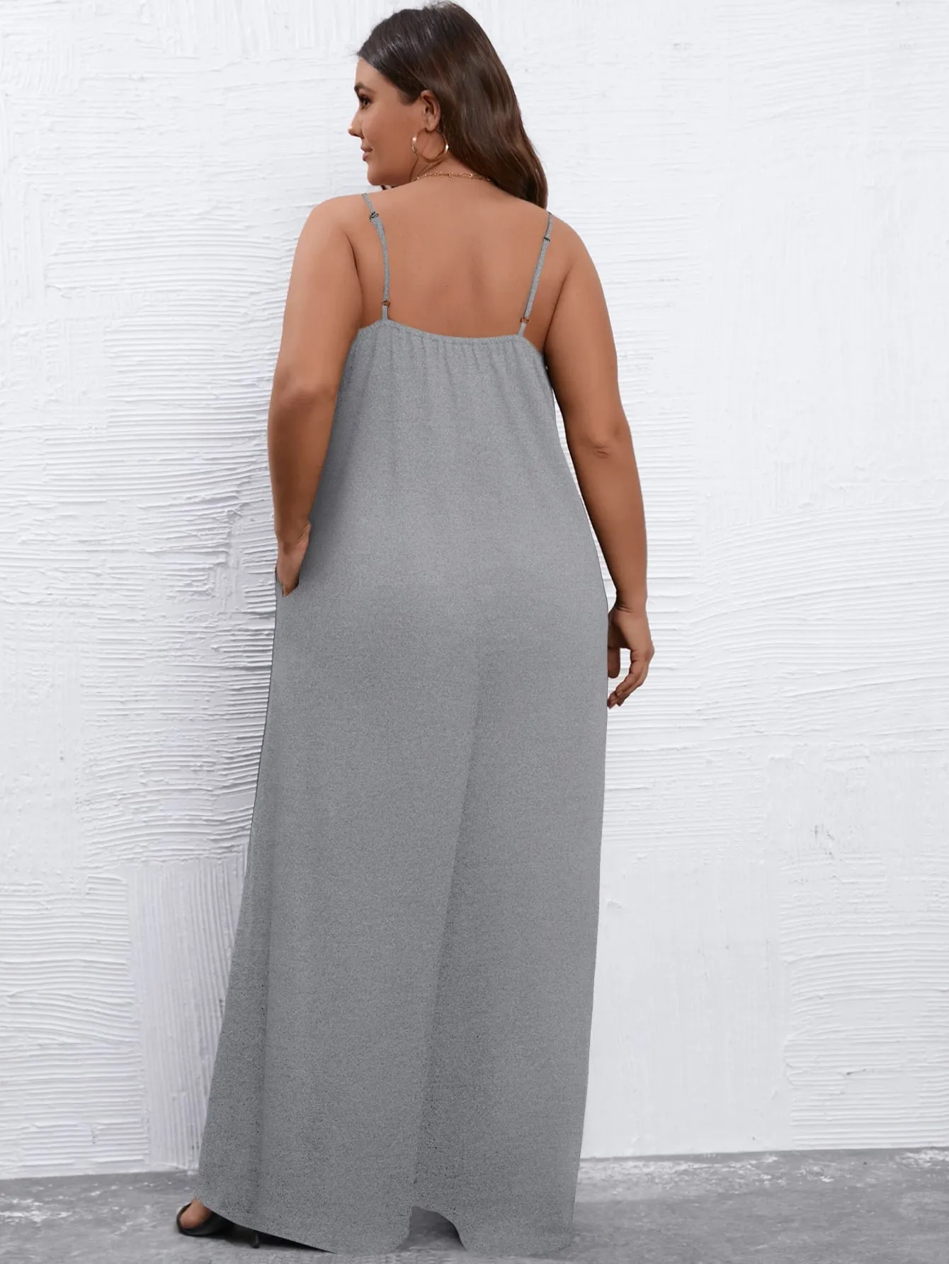 Plus Solid Wide Leg Cami Jumpsuit