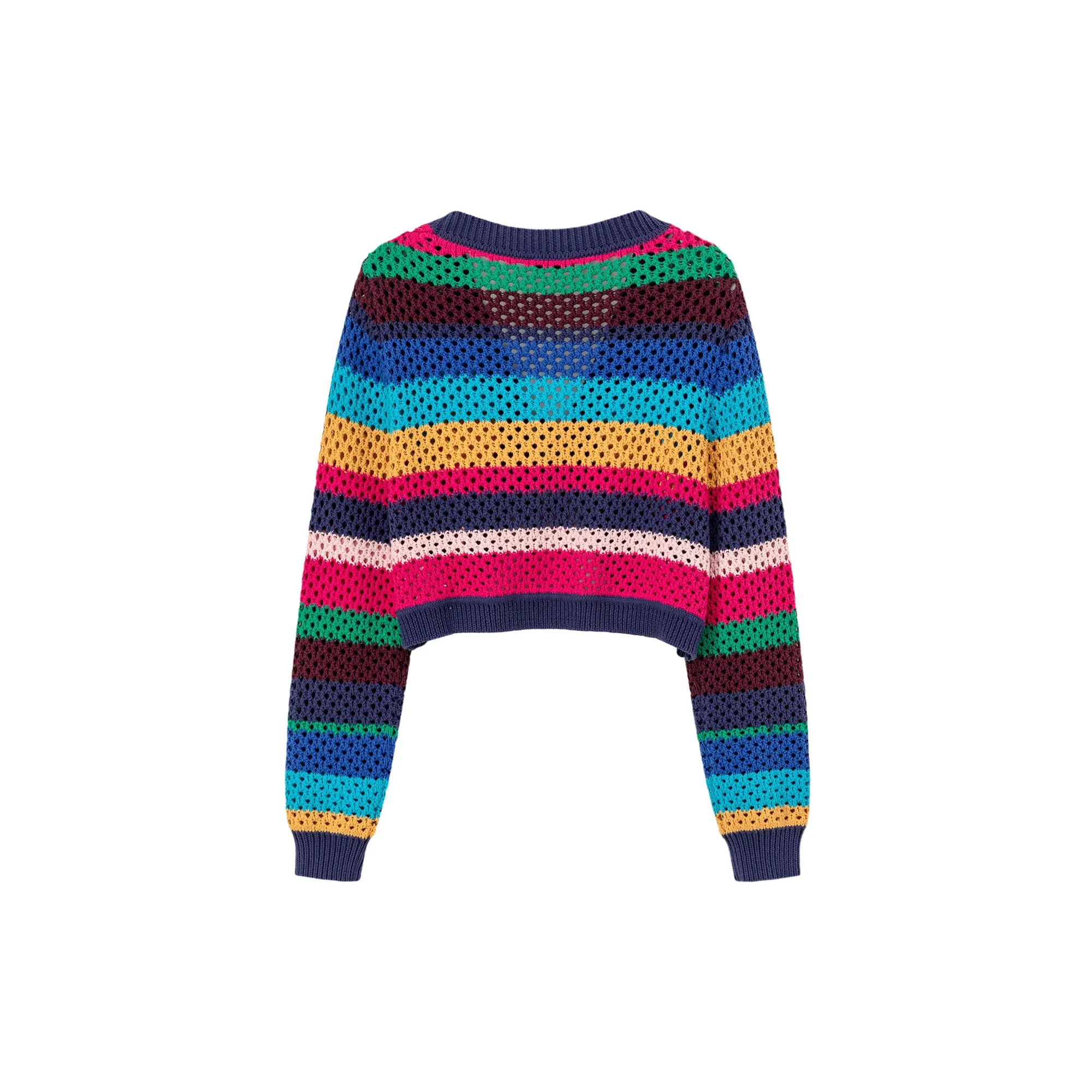 Rainbow Striped Ribbon Tie Bolero Cardigan