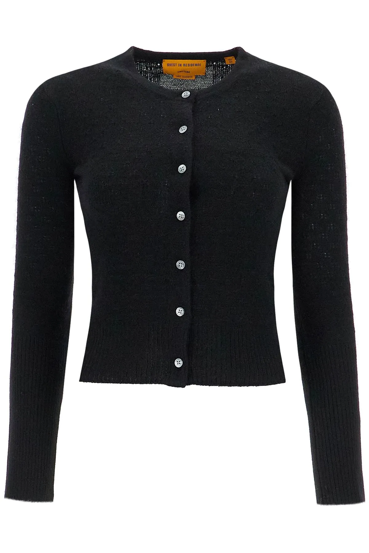 's cashmere pointelle cardigan W12810PL BLACK