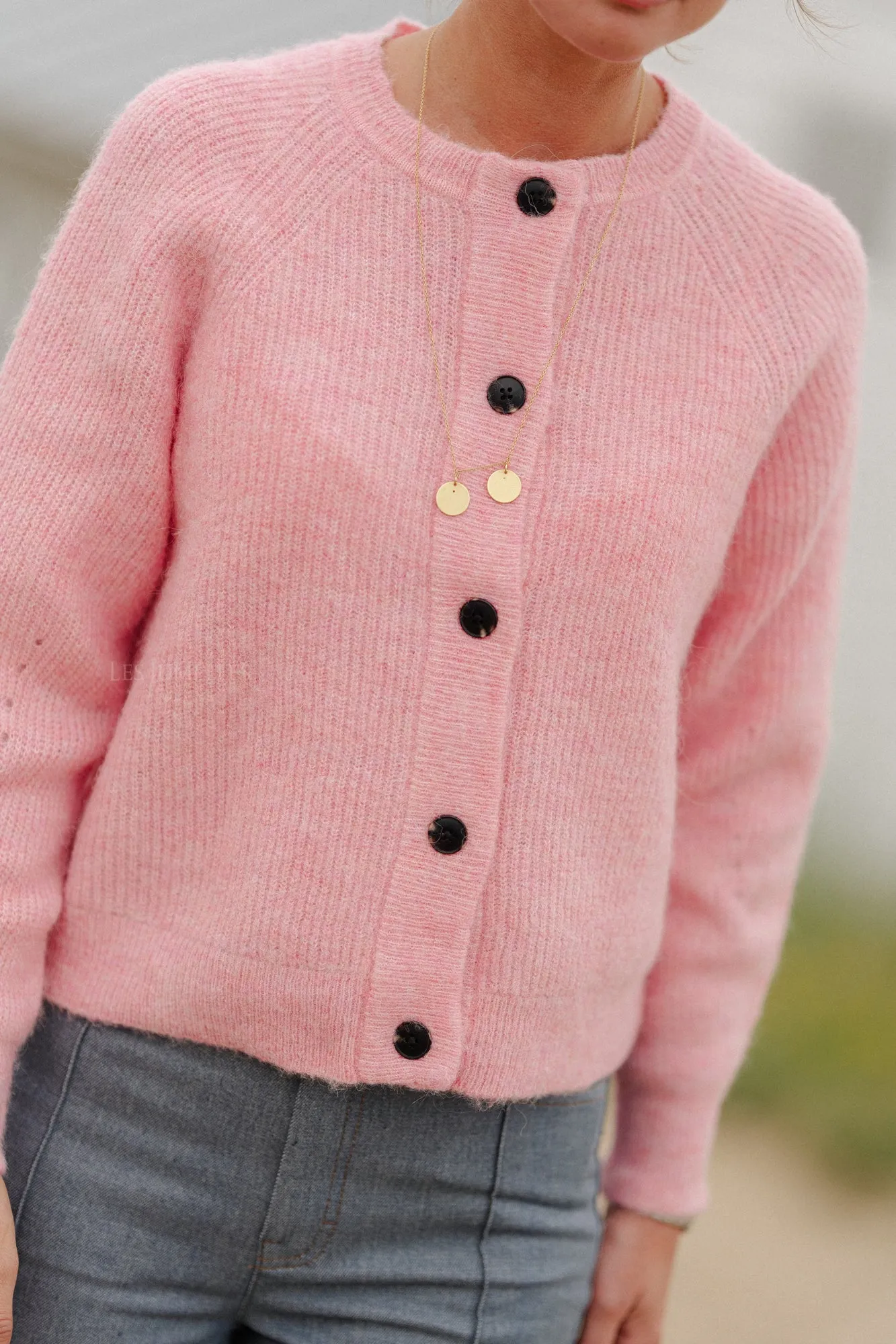 SLFLulu LS knit short cardigan peony