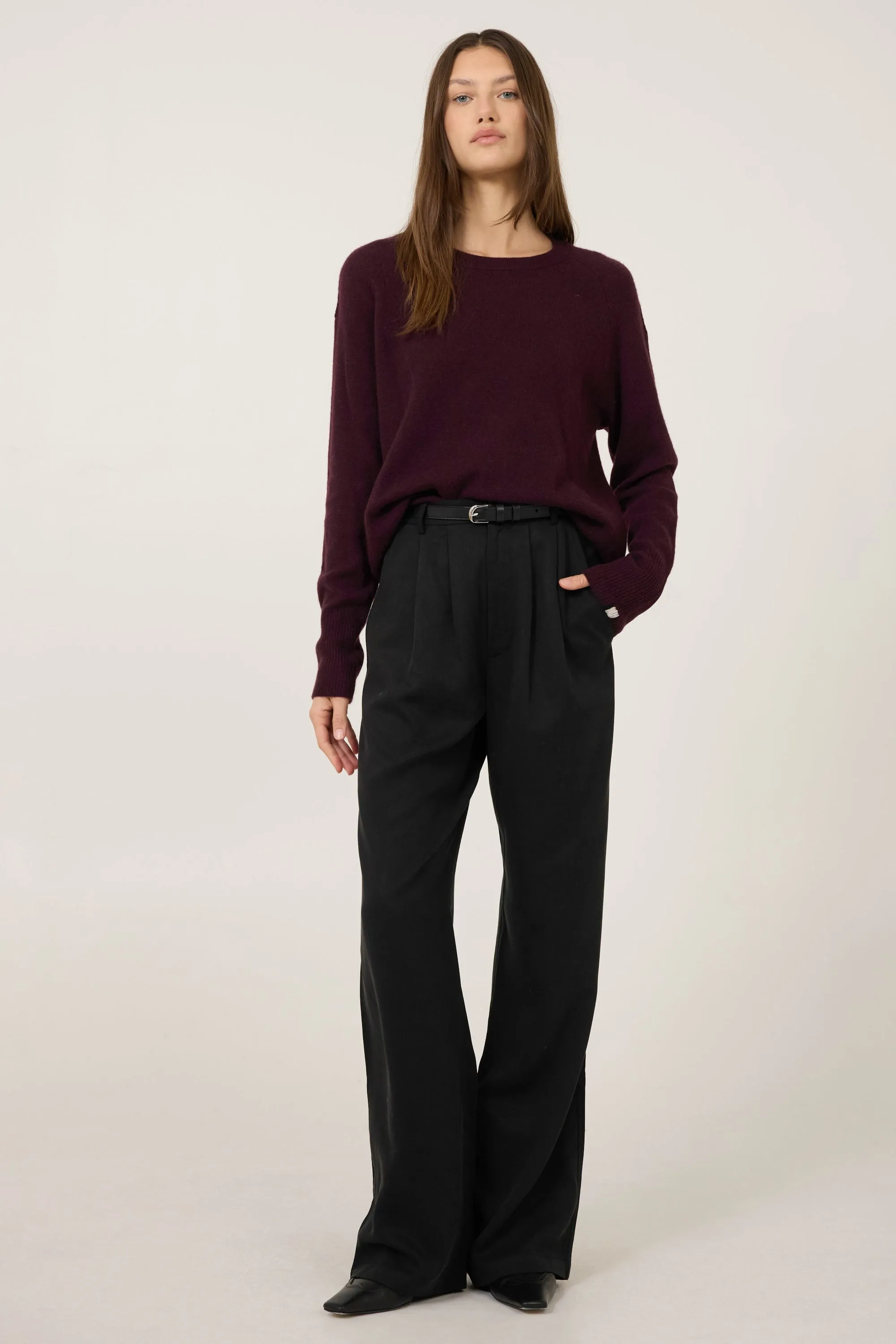 Sloane Cashmere Pullover - Syrah