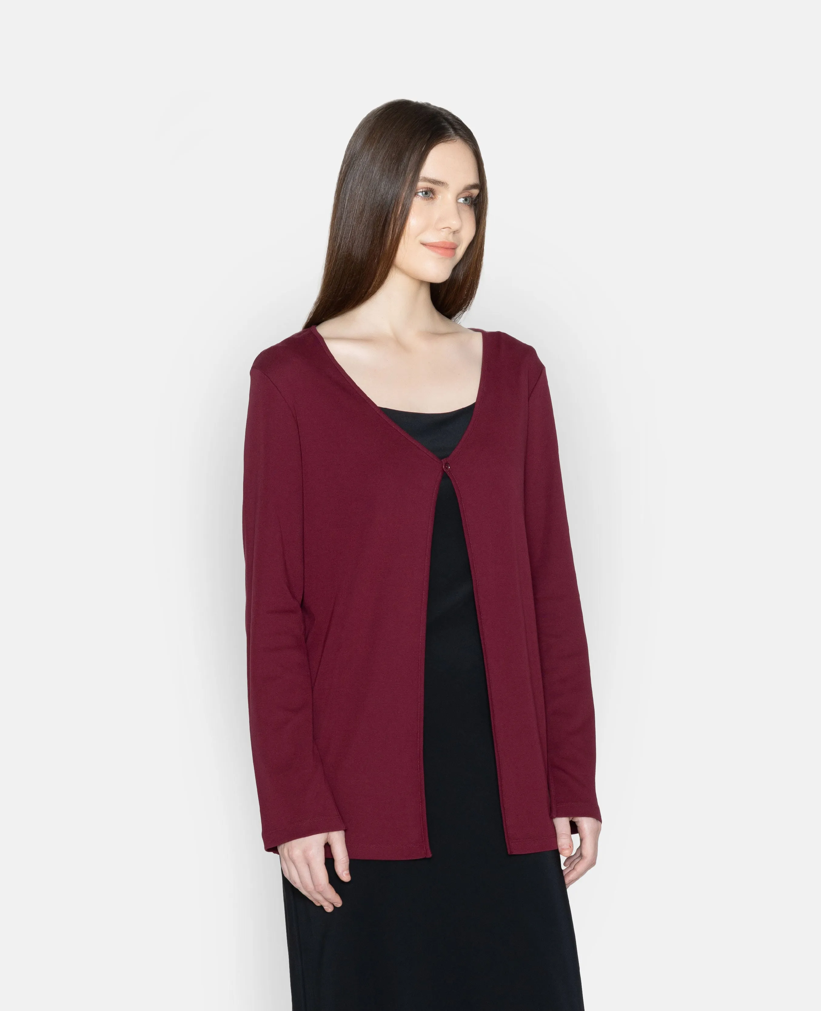 Supima Single Button Ribbed Cardigan