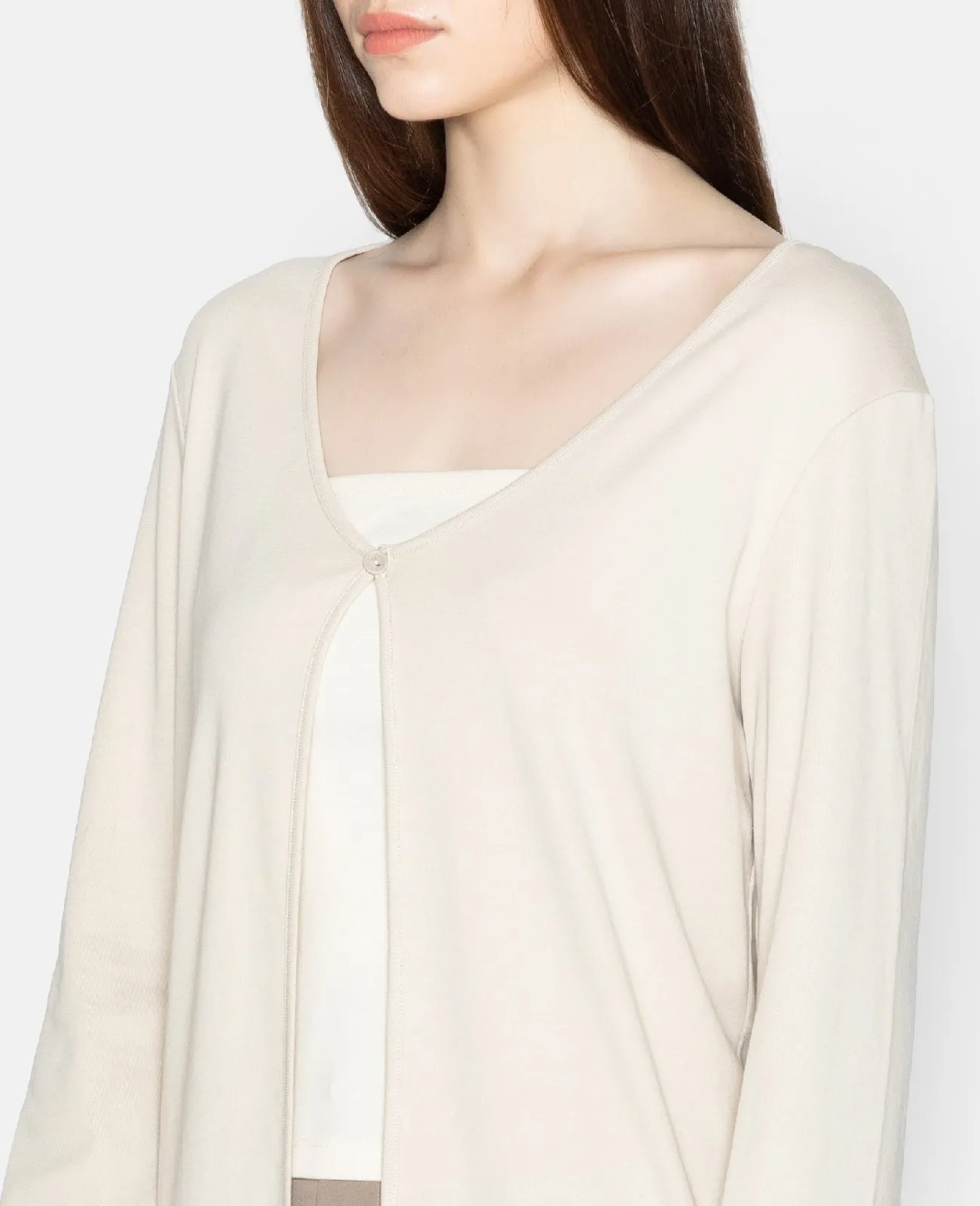 Supima Single Button Ribbed Cardigan