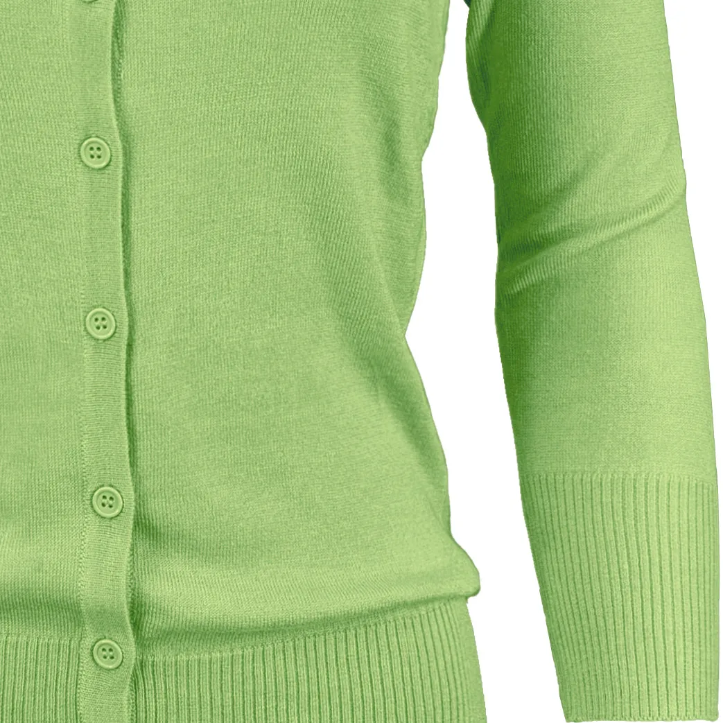 YEMAK Women's 3/4 Sleeve Crewneck Button Down Cardigan Sweater CO079 (S-L) Color Option (2 of 2)